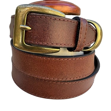Vintage Leatherock Women\'s Brown Genuine Leather Belt Brass Hardware 36” s-l400.jpg main image 4