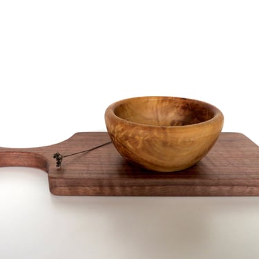 Vintage Small Hand Turned Wooden Bowl, Hand Carved 4 1/2" Rustic Modern Dish 