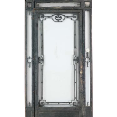 19th Century NYC Iron Entry Door with Transom & Side Lights