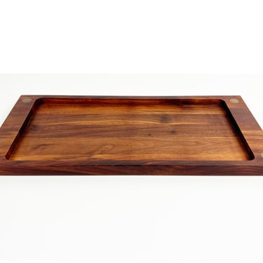 Vintage Walnut and Brass Serving Tray by Ernest Sohn 