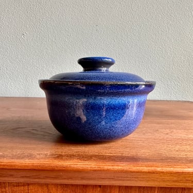 Vintage Heath Ceramics individual casserole dish / Moonstone blue discontinued small lidded serving bowl / California pottery 