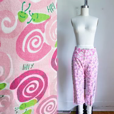 Vintage 90s Y2K Lilly Pulitzer Snail Novelty Print Capri Pants / 28