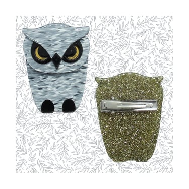Owl Hair Clip - Wise Owl Barrette - Acrylic Halloween Fall Spooky Hair Accessory 