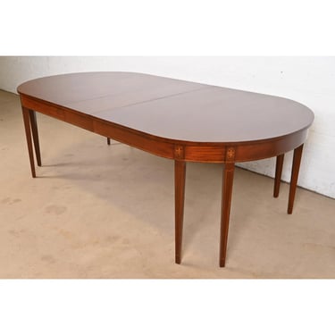 Kindel Furniture Federal Inlaid Mahogany Extension Dining Table, Newly Refinished