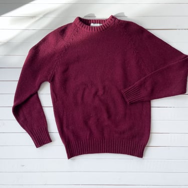 burgundy wool sweater 70s 80s vintage McGregor dark red crew neck sweater 