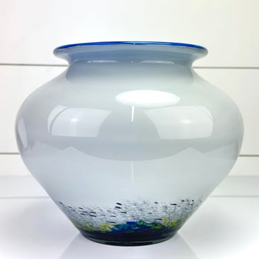 Vintage Artisan Murano Large Heavy Studio Art Blown Glass Vase Mid Century 8