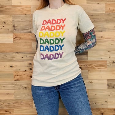70's Vintage Daddy Soft Light Retro Rainbow Tee Shirt T-Shirt 