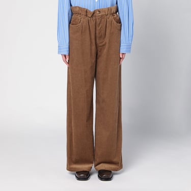 Miu Miu Women Camel-Coloured Ribbed Trousers