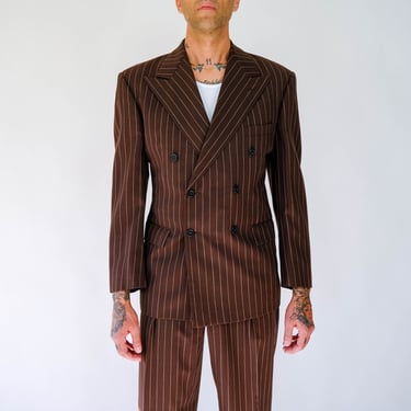 Vintage 80s Ralph Lauren Polo Brown Pinstripe Double | The Vault 