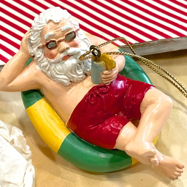VINTAGE: Santa on Vacation Ornament - Ornament - Saint Nicholas - Xmas - Winter - Holiday  - SKU 15-F2-00029631 