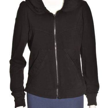 Zip Up Lux Hooded Jacket in French Terry in Black
