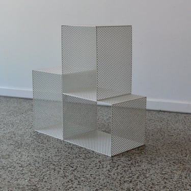 Modernist Perforated Metal Nightstands // Side Tables //  Storage Containers (3pc) 