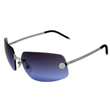 Chanel Blue Logo Rimless Sunglasses