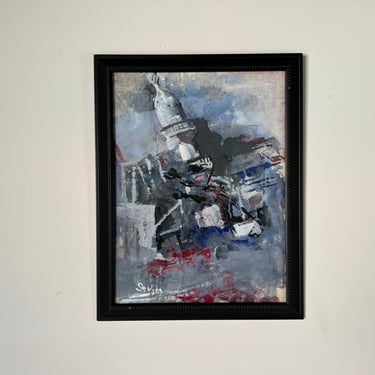 80's Sevim Expressionist Abstract Oil Painting 
