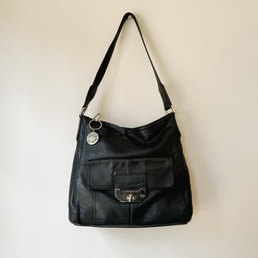 Black Pebbled Leather Hobo Bag