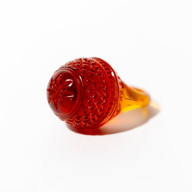 Etched Amber Dome Ring