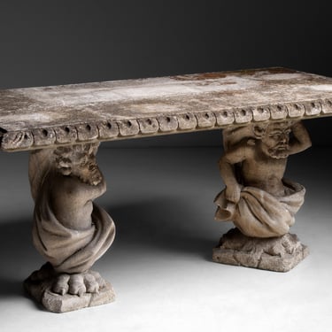 Stone Garden Table with Decorative Base