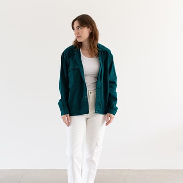 Vintage Emerald Green Single Pocket Work Jacket | Unisex Cotton Utility | Made in Italy | M L | IT453 