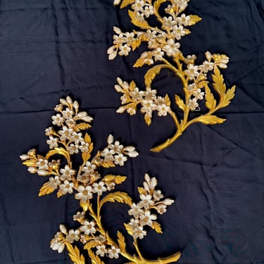 Mid Century Wall Decor, Gold Ornate, Hollywood Regency, Set 2, Syroco Wall Hangings, Magnolias Floral, Vintage 