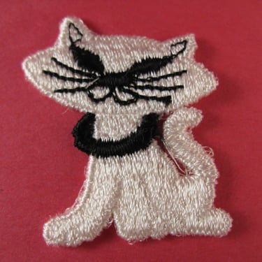 vintage retro kitty jacket patch black and white atomic cat kitten appliqué trim 