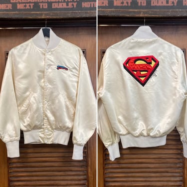 Vintage 1970’s Dated 1978 Superman DC Comics Satin Bomber Glam Roller Rink Jacket, 70’s Super Hero, Vintage Clothing 