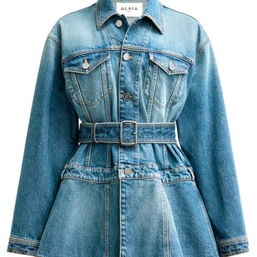 Alaïa Women Denim Peplum Jacket