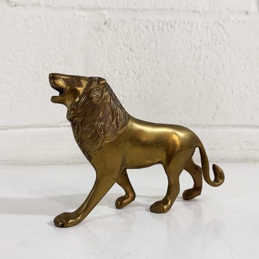 Vintage Brass Lion Figurine Paperweight Mid-Century Hollywood Regency Home Décor Figure Mid Century MCM Nursery Room Zoo Theme 