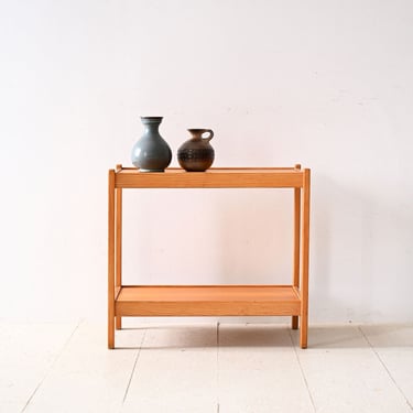 Vintage Scandinavian Pine Coffee Table - Double Shelf Design 