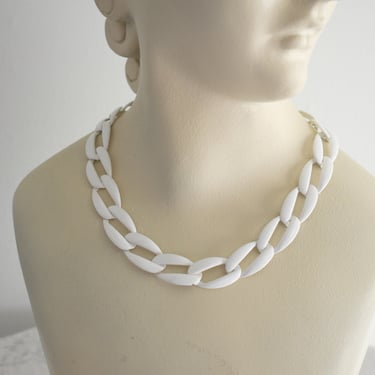 1980s Napier White Link Necklace 
