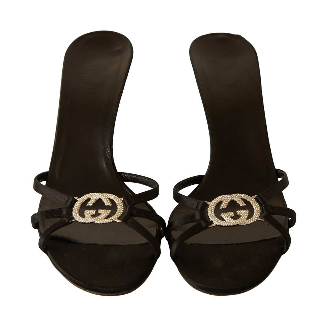 Gucci Black Rhinestone Logo Heels | Treasures of NYC | New York, NY