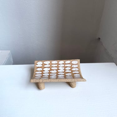 Speckled ceramic incense holder. White and speckled stoneware ceramic tray. The Object Enthusiast. Modern ceramic incense tray. Gift idea. 