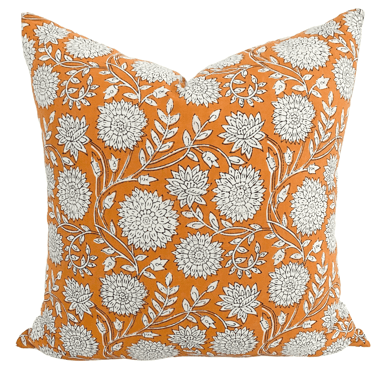 Cadmium Floral Block Print Pillow Cover