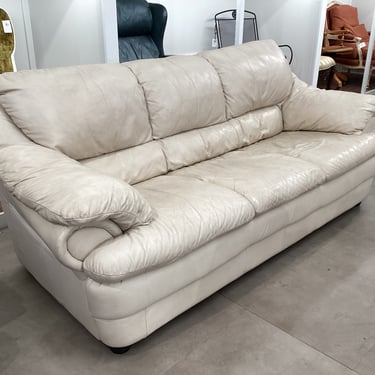 Beige Faux Leather Sofa