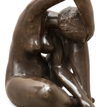 Jean Laniau Seated Nude Woman Patinated Bronze