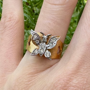 Vintage Crystal Butterfly Ring Size 5