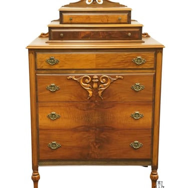 CONTINENTAL FURNITURE Co. Bookmatched Walnut Country French Provincial 36" Chest w. Glove Boxes 