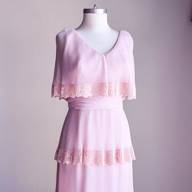 1970s Dusty Pink Lace Maxi Dress 