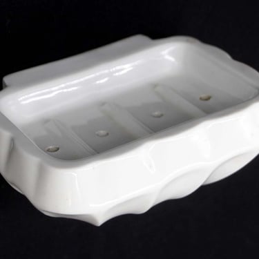 Vintage European Samaritaine White Ceramic Soap Dish