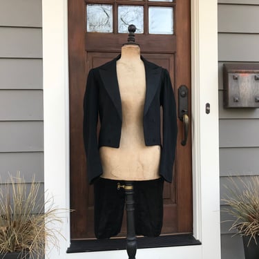 French Gents Black Tailcoat, Double Breasted, Morning Suit, Tux, Black Wool, Dress Suit 