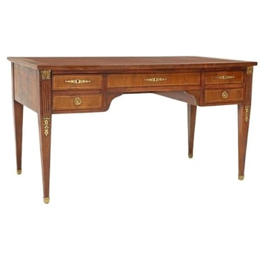 Antique French Directoire Louis XVI Style Matched Flame Mahogany Writing Desk Bureau Plat 