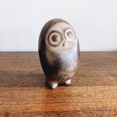 Vintage Mexican Burnished Ceramic Pottery Owl 