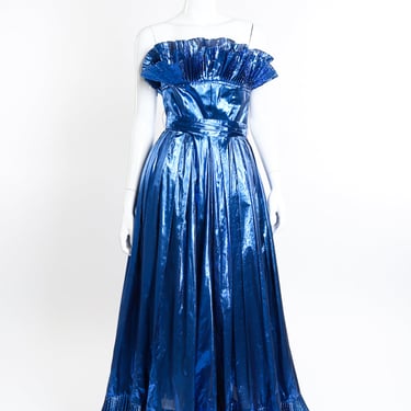 Metallic Strapless Ruffle Gown