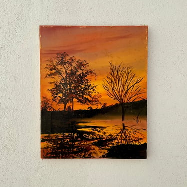 Vintage Signed Sunset Painting
