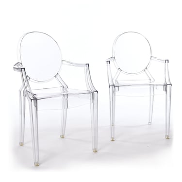 Pair Pre-Owned Philippe Starck Louis Ghost Chairs for Kartell 