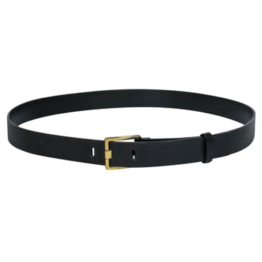 Gucci - Smooth Black Leather Belt w/ Gold Buckle