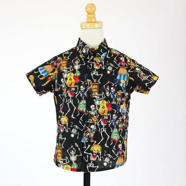 Boy's Dancing Skeletons Top - Day of the Dead Colorful Top 