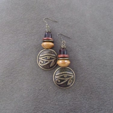 Bronze eye of Ra earrings, Egyptian earrings 