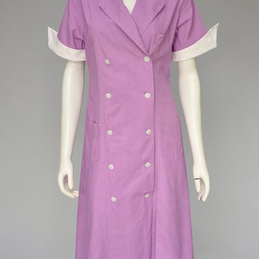 1920s purple and white workwear dress XS-M 