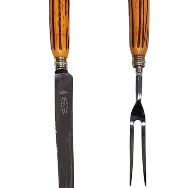 Vintage Sheffield England 2-Piece Grilling Set with Faux Antler Handles 