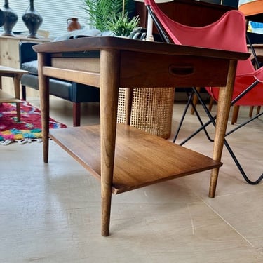 Single Drawer Walnut Side Table by Lane